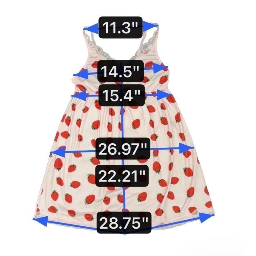 AVIDLOVE Strawberry Print Nightgown Slip Dress Pink White Size M - Picture 8 of 8